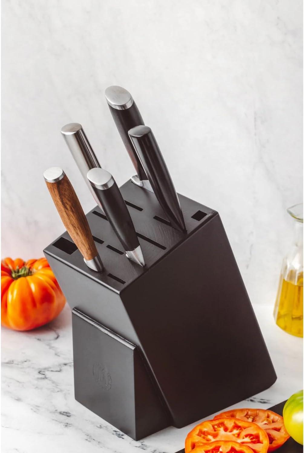 image:imageHometown Black Universal Knife Block Ebony Stained Red Oak with 12 Slots Ebony Stained Red Oak