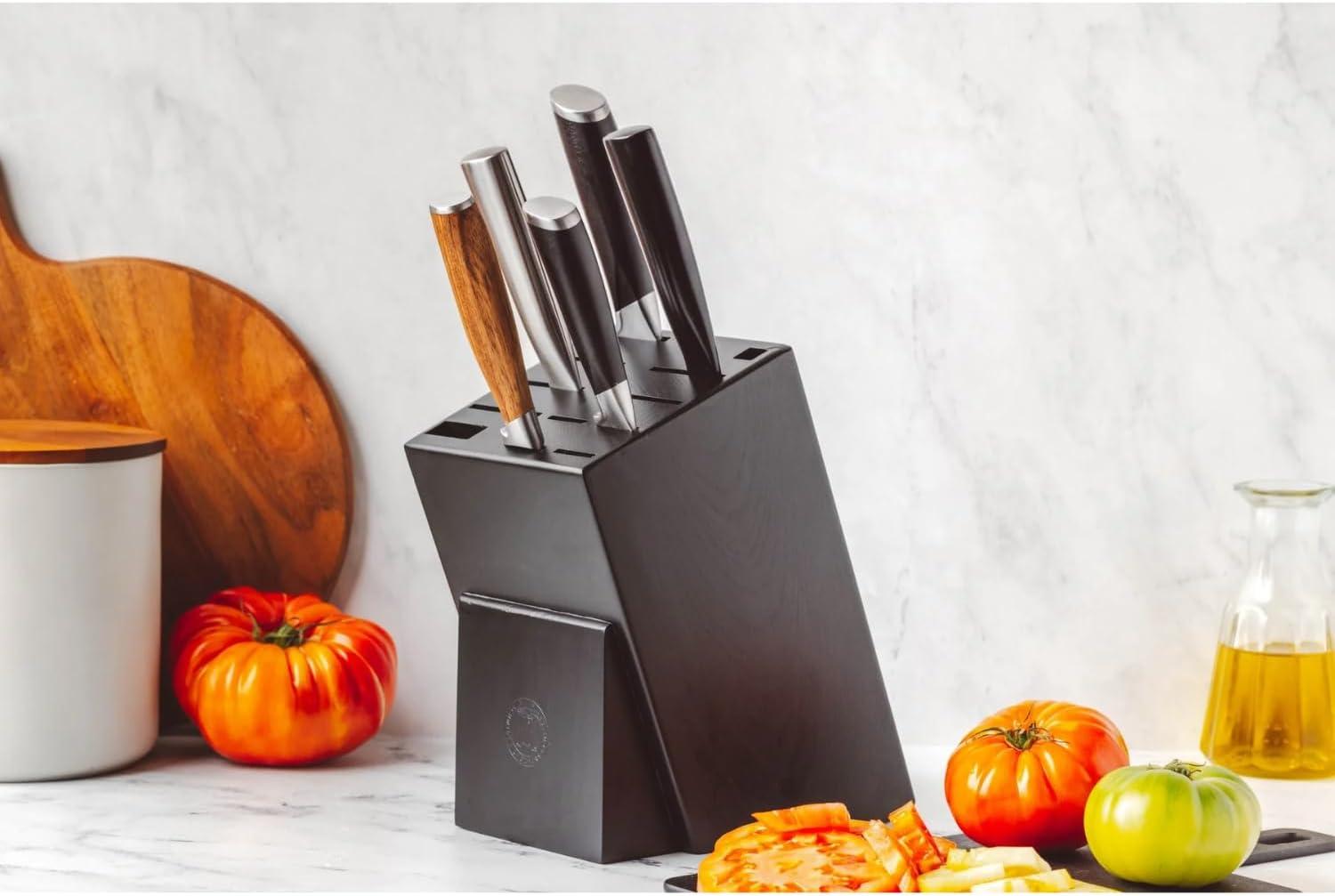 image:imageHometown Black Universal Knife Block Ebony Stained Red Oak with 12 Slots Ebony Stained Red Oak