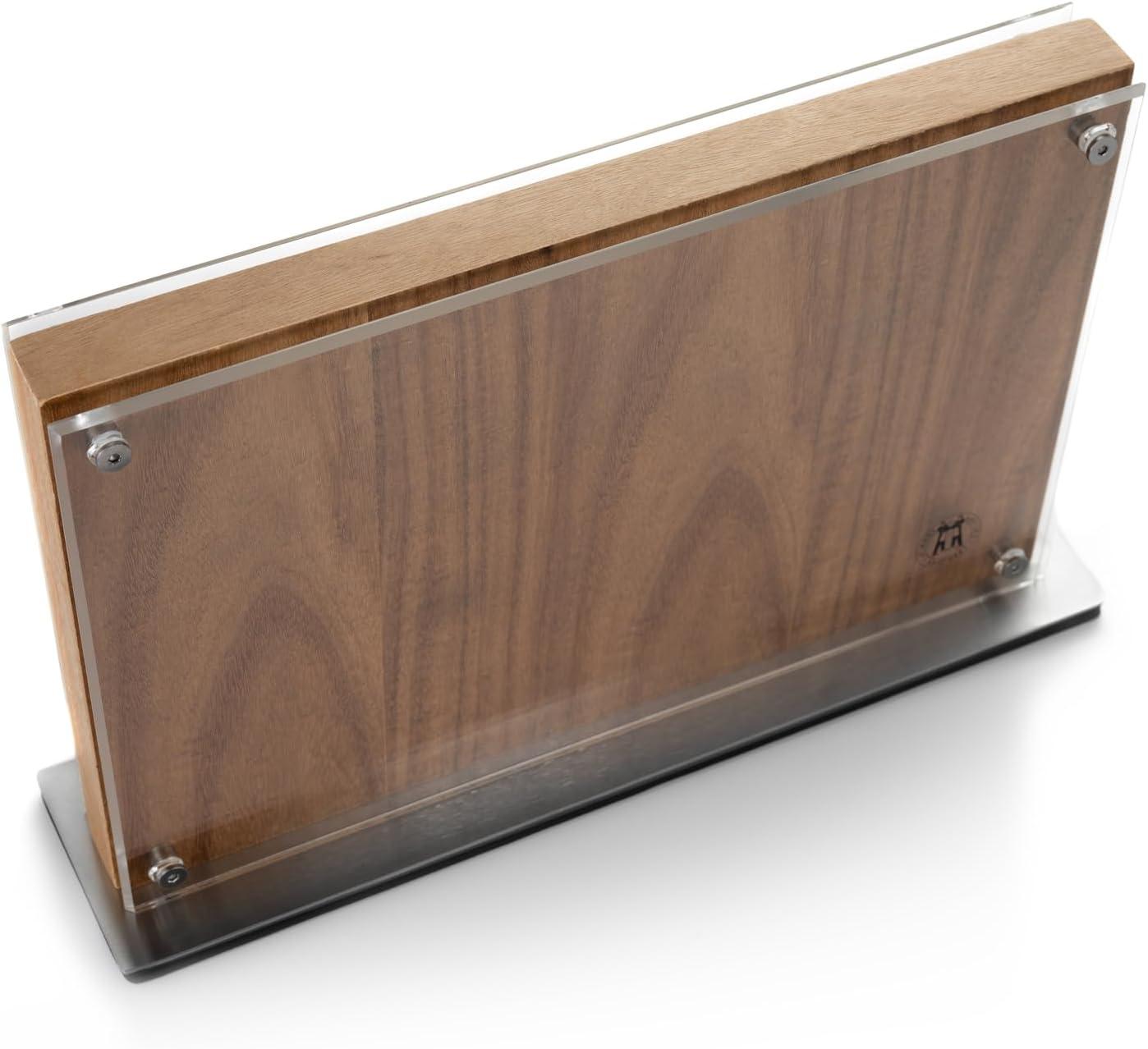 image:imageSchmidt Brothers Acacia Downtown Magnetic Knife Block Acacia Hardwood and Acrylic Shield Universal Cutlery Storage For 1618 Knives