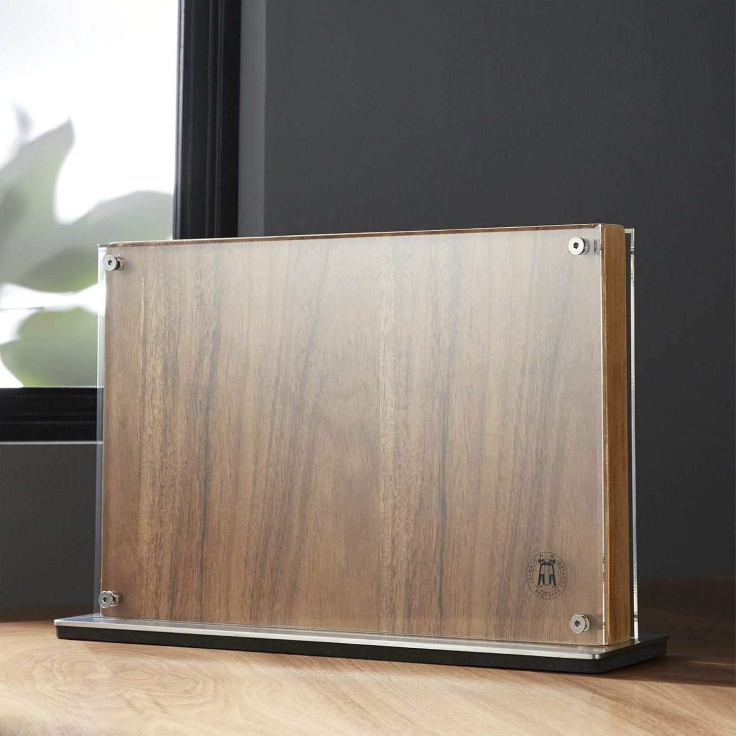 image:imageSchmidt Brothers Acacia Downtown Magnetic Knife Block Acacia Hardwood and Acrylic Shield Universal Cutlery Storage For 1618 Knives