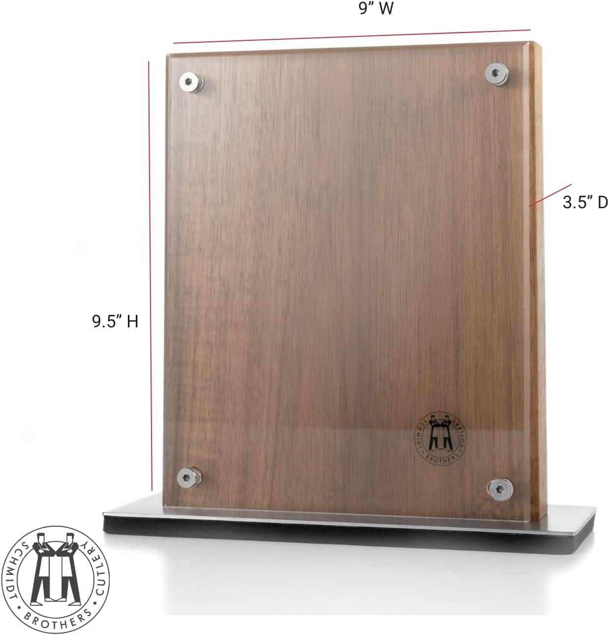 image:imageSchmidt Brothers Acacia Midtown Magnetic Knife Block Acacia Hardwood and Acrylic Shield Universal Cutlery Storage For 810 Knives