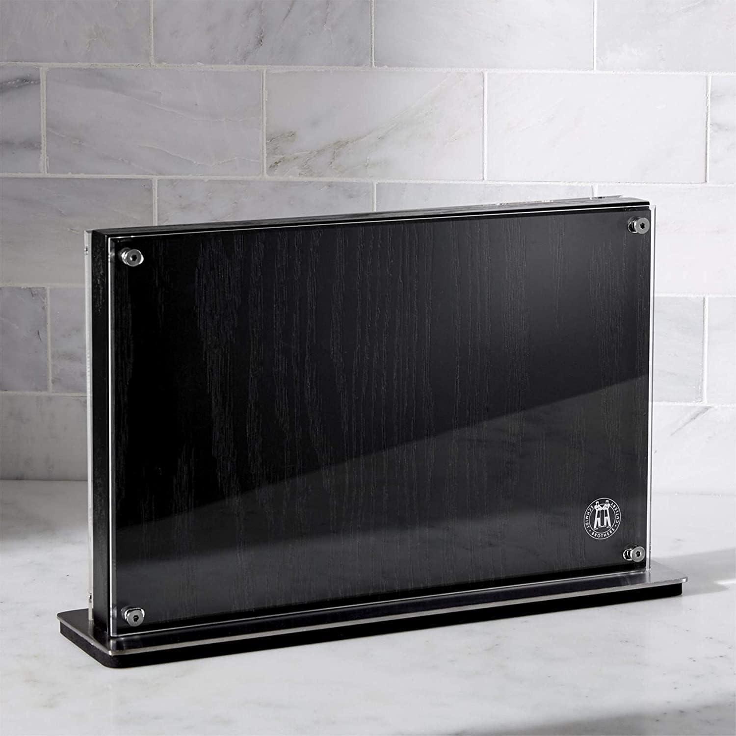 image:imageSchmidt Brothers Black Downtown Magnetic Knife Block Ebony Stained Red Oak and Acrylic Shield Universal Cutlery Storage For 1618 KnivesBlack Downtown