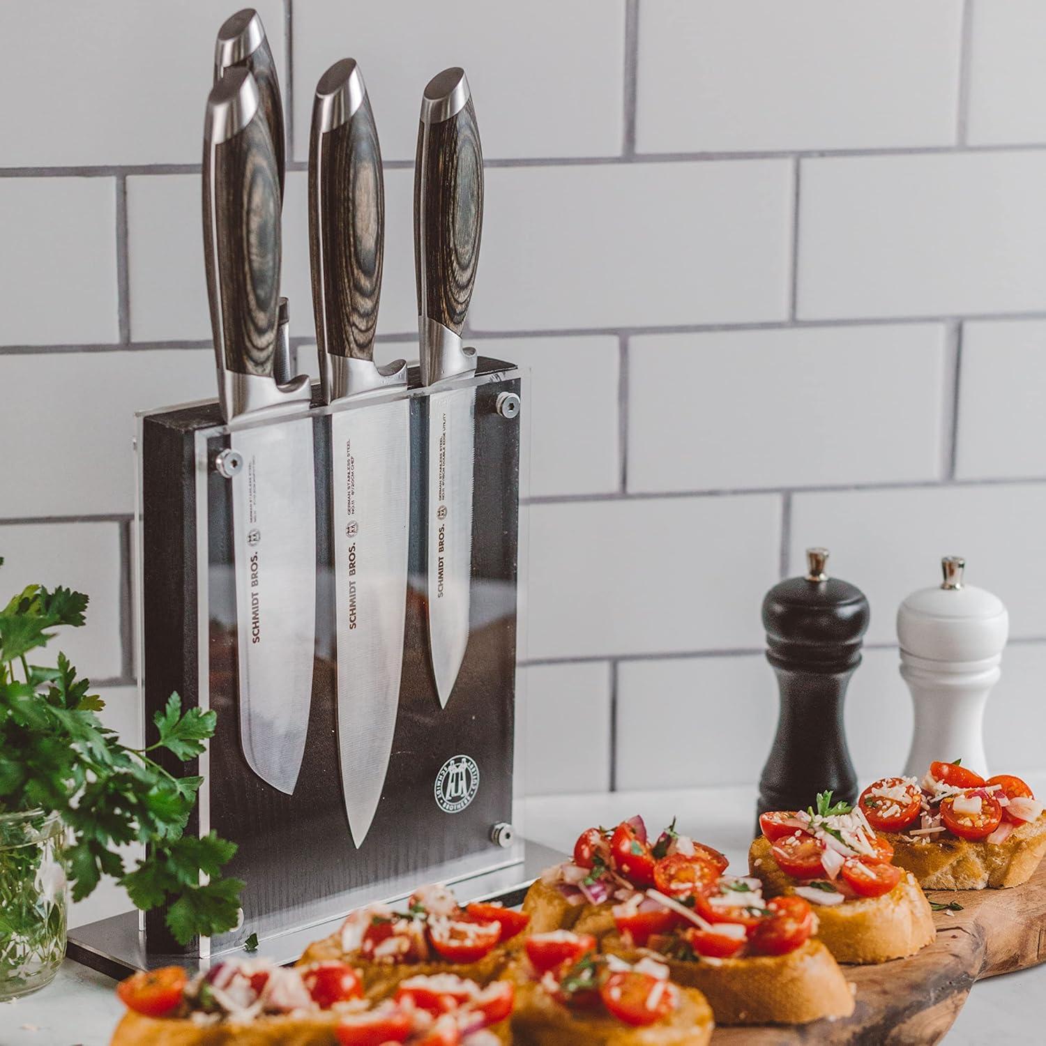 image:imageSchmidt Brothers Black Downtown Magnetic Knife Block Ebony Stained Red Oak and Acrylic Shield Universal Cutlery Storage For 1618 KnivesBlack Midtown