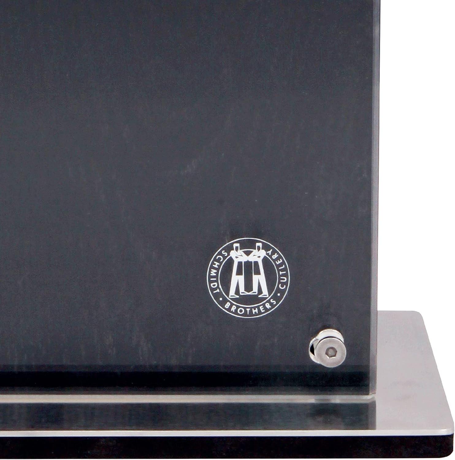 image:imageSchmidt Brothers Black Downtown Magnetic Knife Block Ebony Stained Red Oak and Acrylic Shield Universal Cutlery Storage For 1618 KnivesBlack Midtown