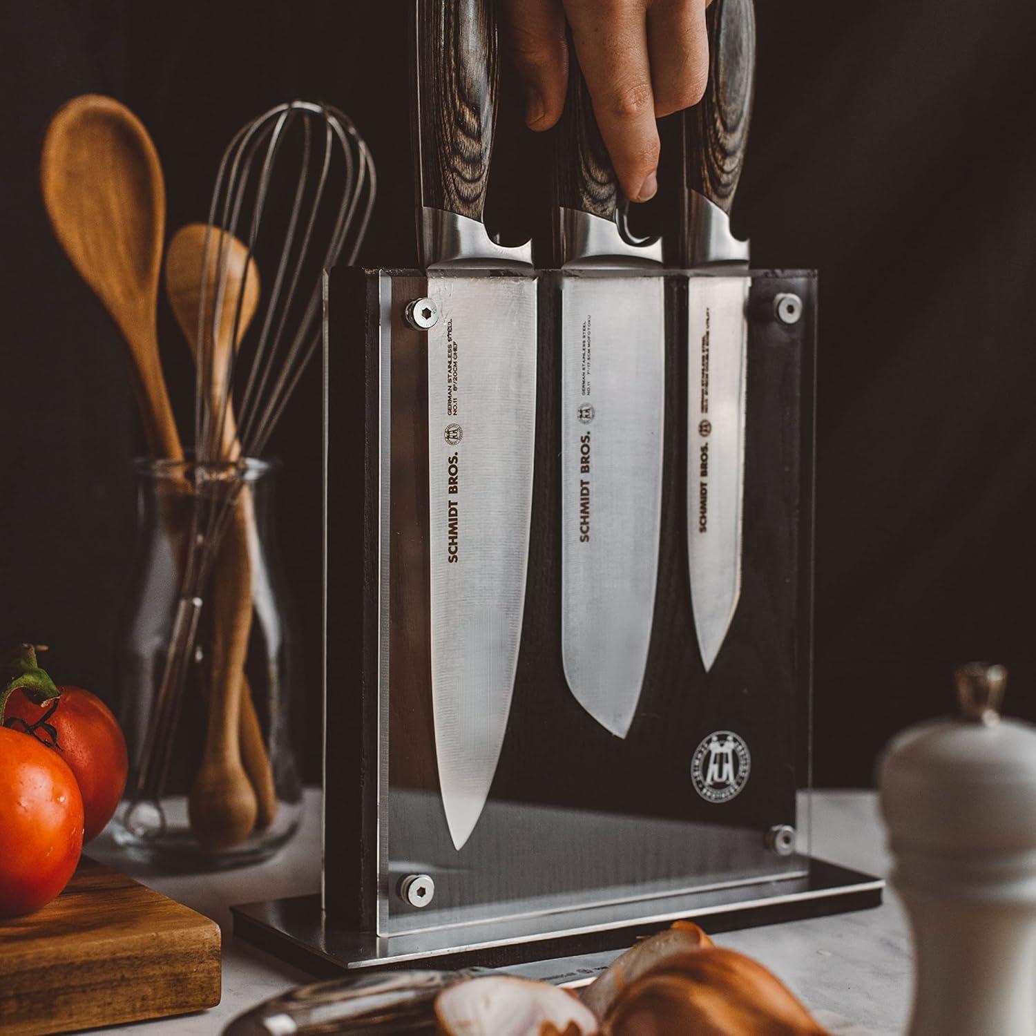 image:imageSchmidt Brothers Black Downtown Magnetic Knife Block Ebony Stained Red Oak and Acrylic Shield Universal Cutlery Storage For 1618 KnivesBlack Midtown