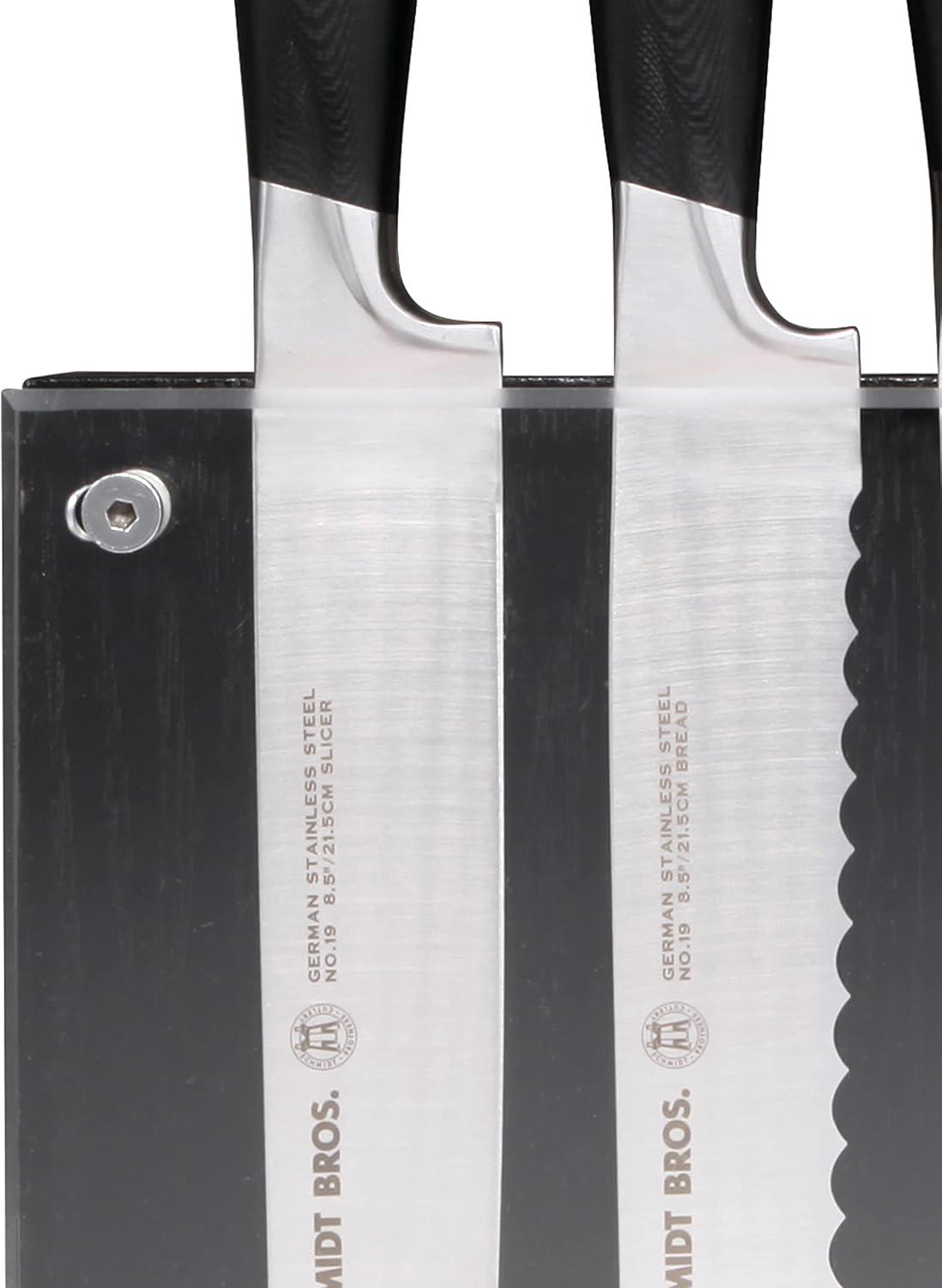 image:imageSchmidt Brothers Black Downtown Magnetic Knife Block Ebony Stained Red Oak and Acrylic Shield Universal Cutlery Storage For 1618 KnivesBlack Midtown