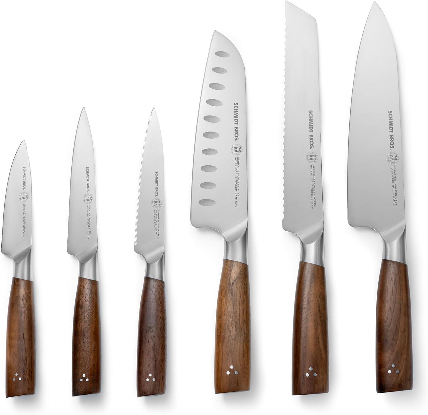 image:imageSchmidt Brothers Black amp Brass 15Piece Kitchen Knife Set HighCarbon German Stainless Steel Cutlery Clear Acrylic Magnetic Knife Block SetDelta