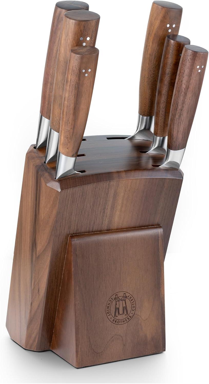 image:imageSchmidt Brothers Black amp Brass 15Piece Kitchen Knife Set HighCarbon German Stainless Steel Cutlery Clear Acrylic Magnetic Knife Block SetDelta