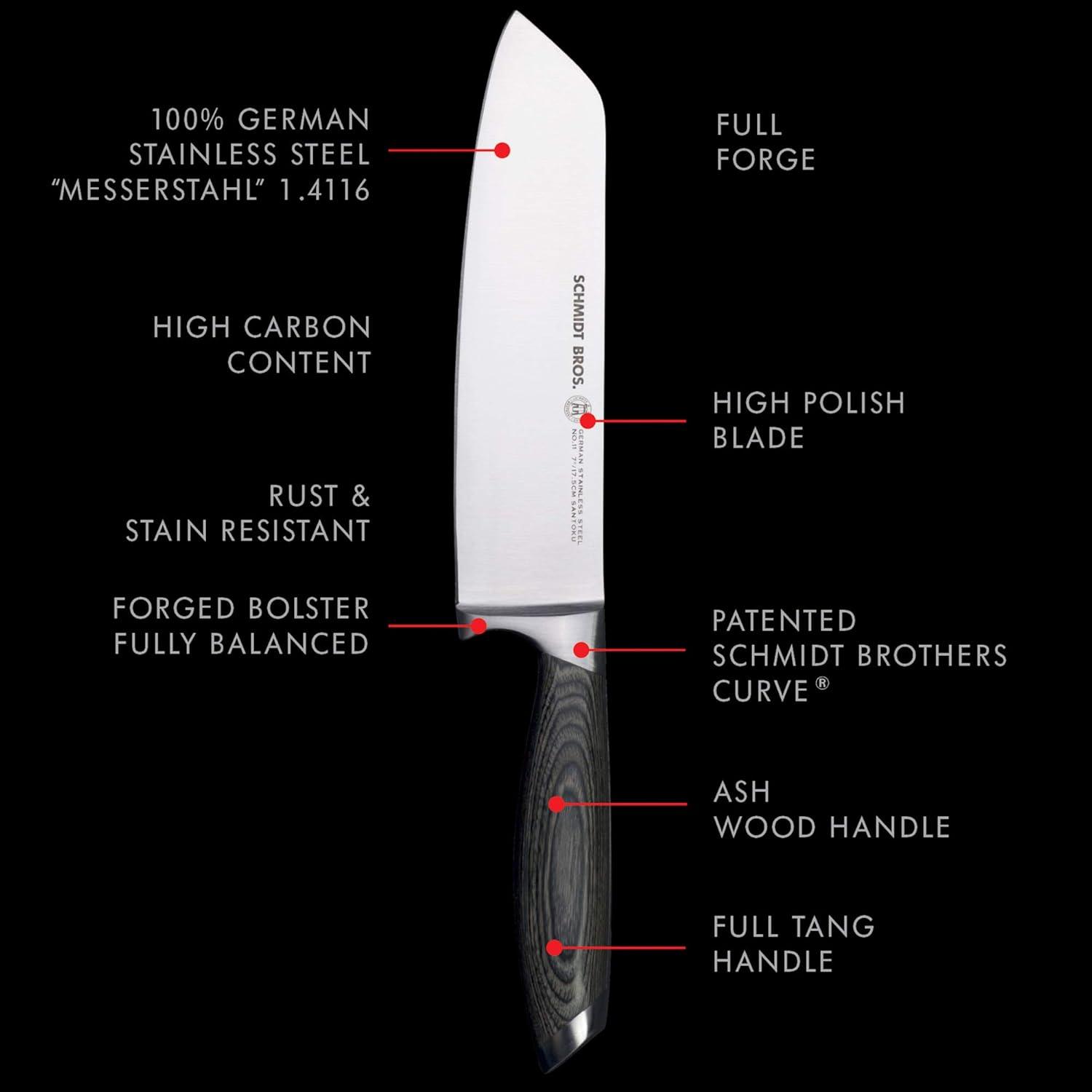 image:imageSchmidt Brothers Bonded Ash 7 Santoku Knife HighCarbon German Stainless Steel Multipurpose Kitchen Cutlery