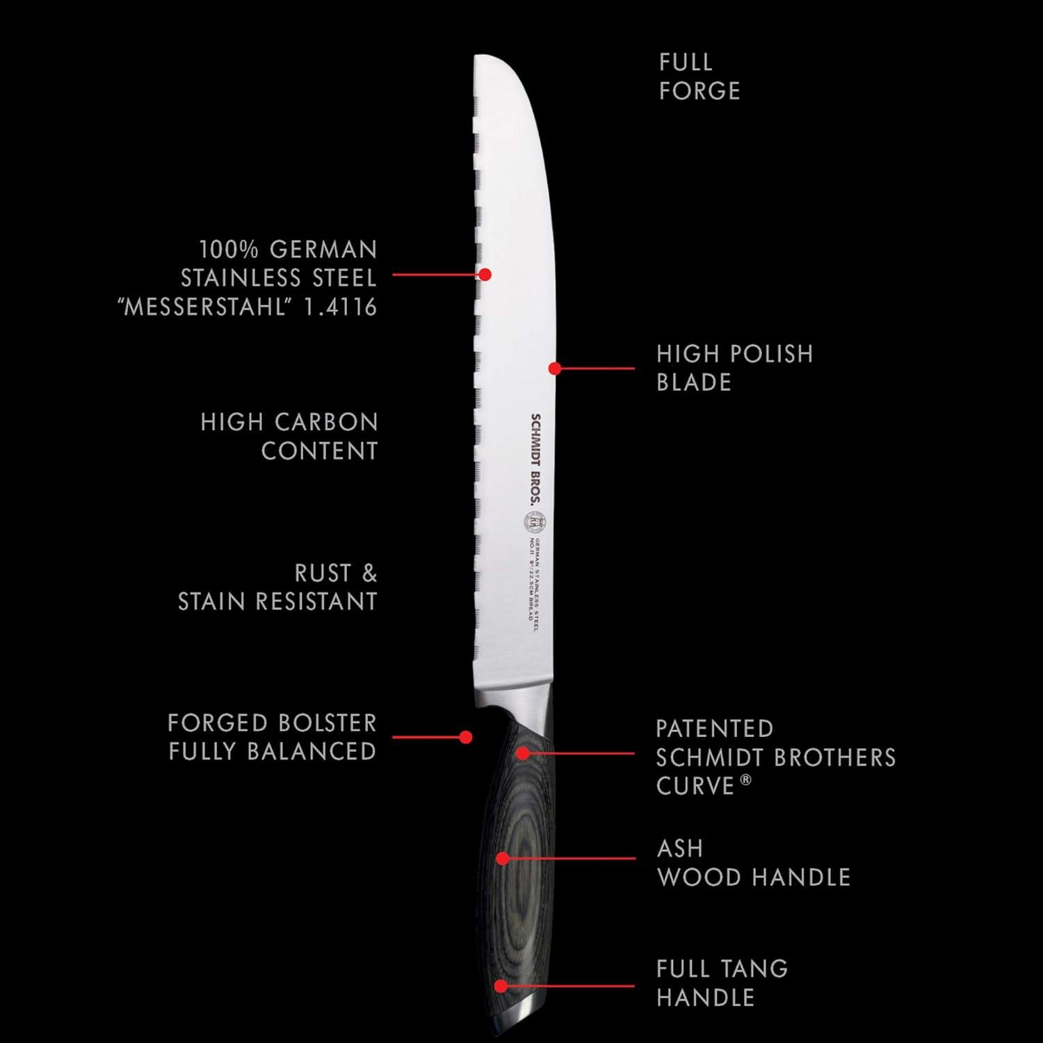 image:imageSchmidt Brothers Bonded Ash 85 Bread Knife HighCarbon German Stainless Steel Multipurpose Kitchen Cutlery