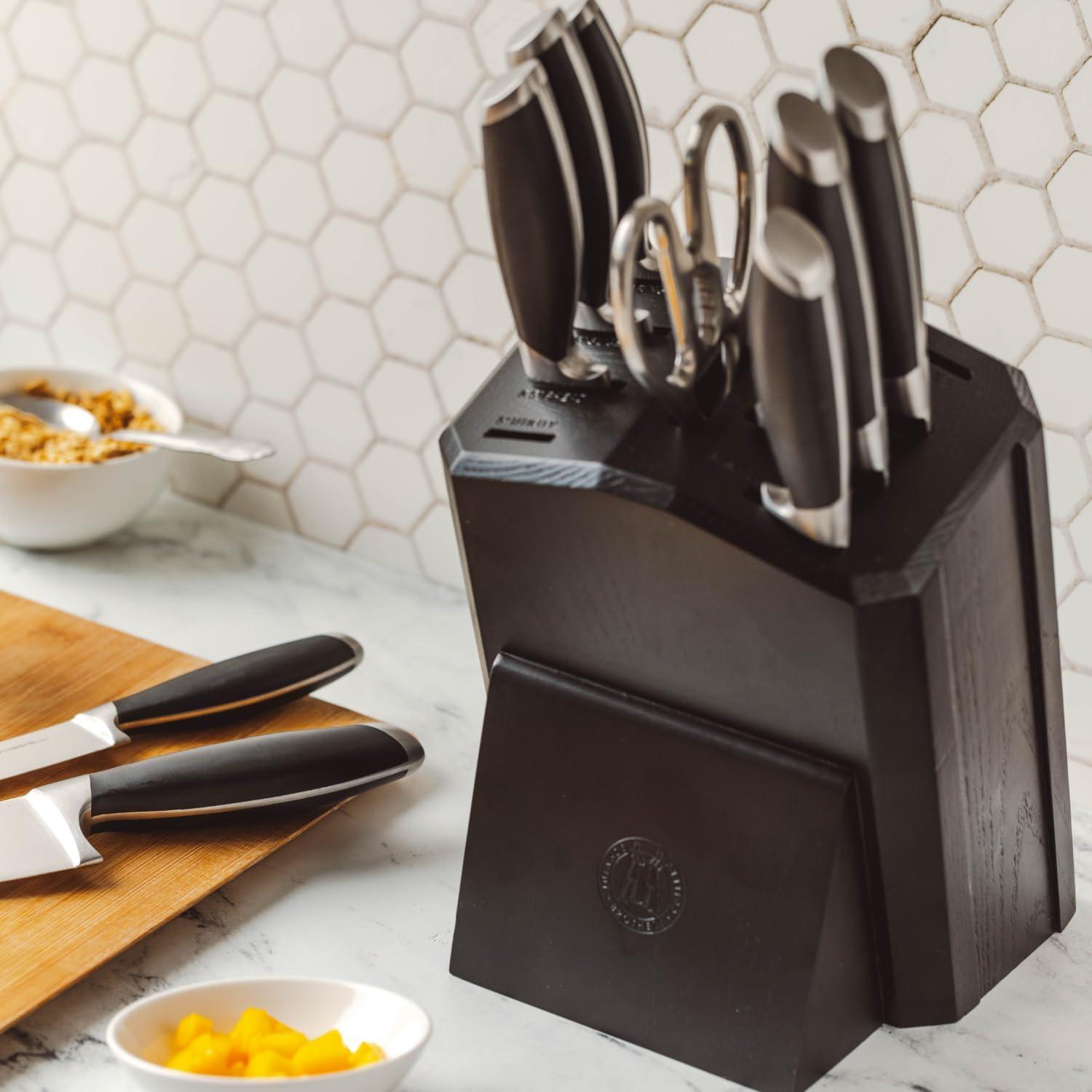 image:imageSchmidt Brothers Bonded Steel 10 Piece Kitchen Knife Set HighCarbon Stainless Steel Cutlery and Clear Acrylic Magnetic Knife Block Set