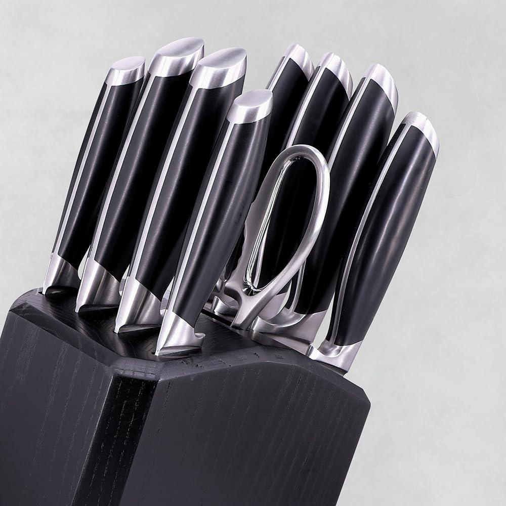 image:imageSchmidt Brothers Bonded Steel 10 Piece Kitchen Knife Set HighCarbon Stainless Steel Cutlery and Clear Acrylic Magnetic Knife Block Set
