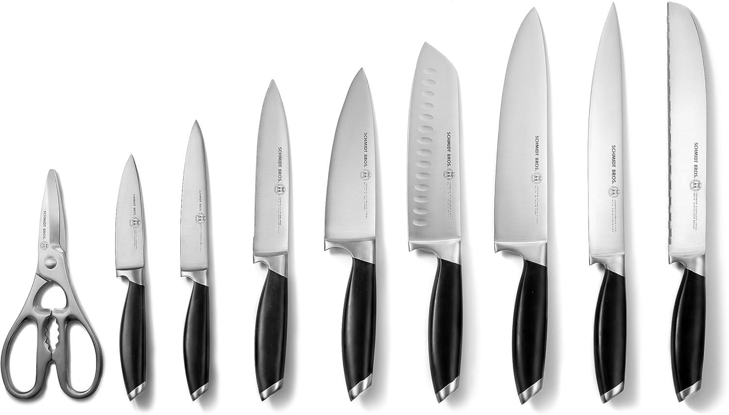 image:imageSchmidt Brothers Bonded Steel 10 Piece Kitchen Knife Set HighCarbon Stainless Steel Cutlery and Clear Acrylic Magnetic Knife Block Set