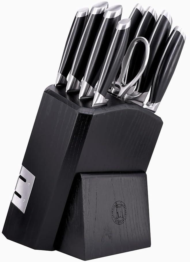 image:imageSchmidt Brothers Bonded Steel 10 Piece Kitchen Knife Set HighCarbon Stainless Steel Cutlery and Clear Acrylic Magnetic Knife Block Set