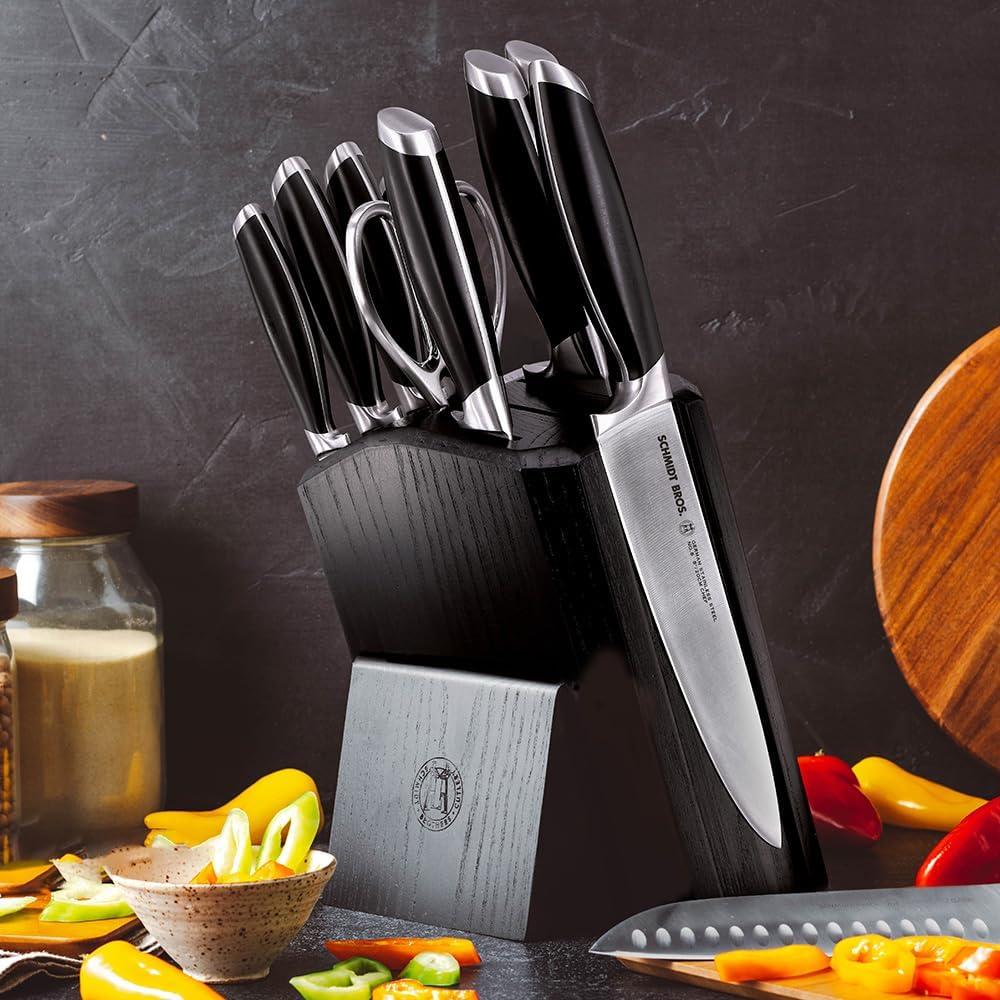image:imageSchmidt Brothers Bonded Steel 10 Piece Kitchen Knife Set HighCarbon Stainless Steel Cutlery and Clear Acrylic Magnetic Knife Block Set