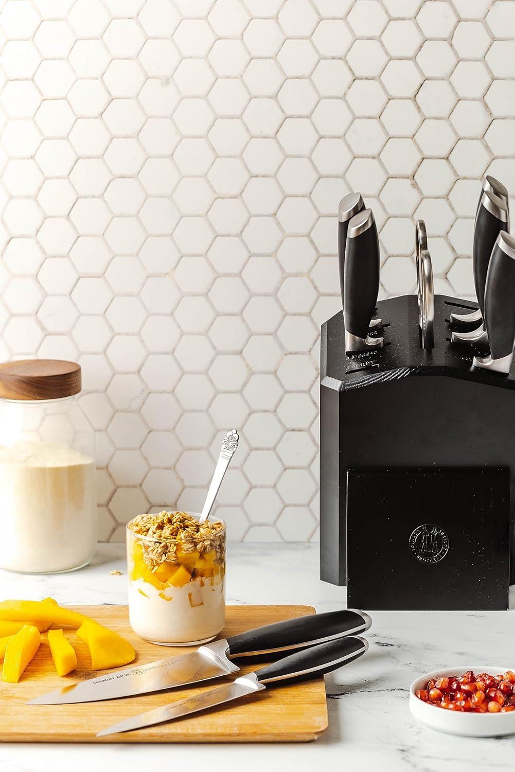 image:imageSchmidt Brothers Bonded Steel 10 Piece Kitchen Knife Set HighCarbon Stainless Steel Cutlery and Clear Acrylic Magnetic Knife Block Set