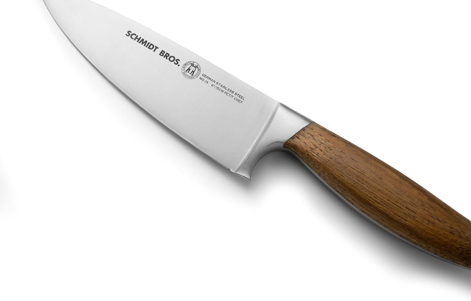 image:imageSchmidt Brothers Bonded Teak 7Piece Knife Set HighCarbon Stainless Steel Cutlery with Midtown Acacia and Acrylic Magnetic Knife Block