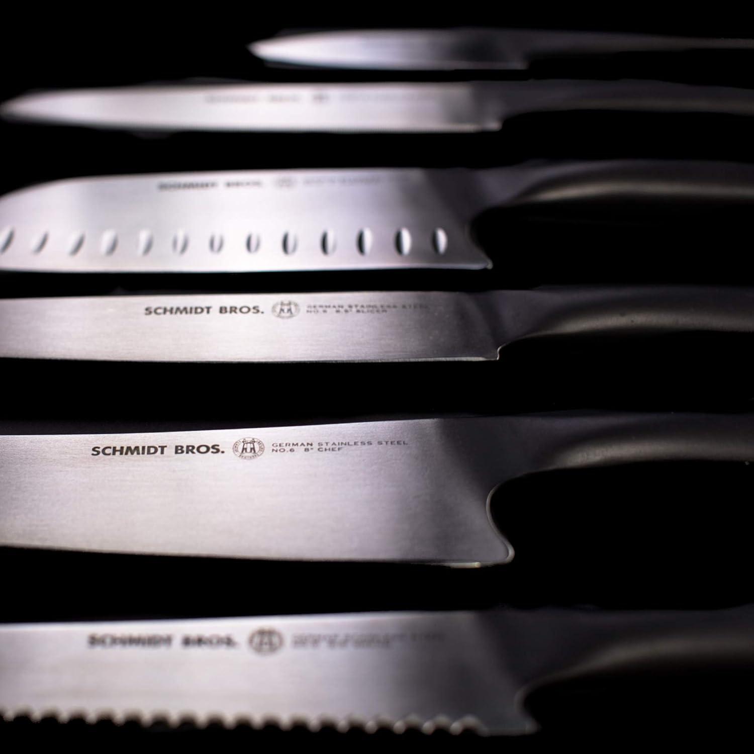 image:imageSchmidt Brothers Carbon 6 15Piece Kitchen Knife Set HighCarbon Stainless Steel Cutlery with Downtown Acacia and Acrylic Magnetic Knife Block and Knife Sharpener