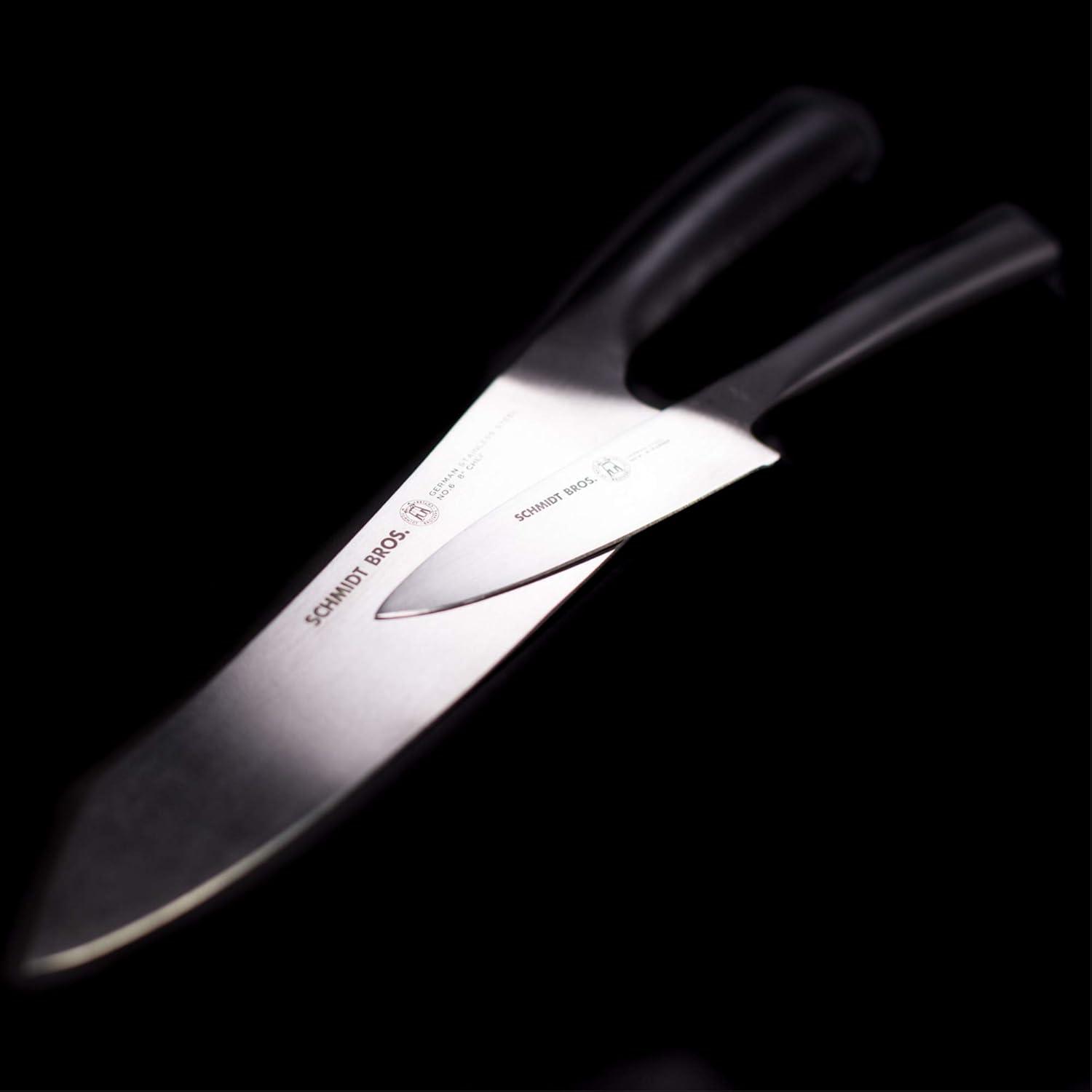 image:imageSchmidt Brothers Carbon 6 7Piece Kitchen Knife Set HighCarbon Stainless Steel Cutlery with Midtown Acacia and Acrylic Magnetic Knife Block