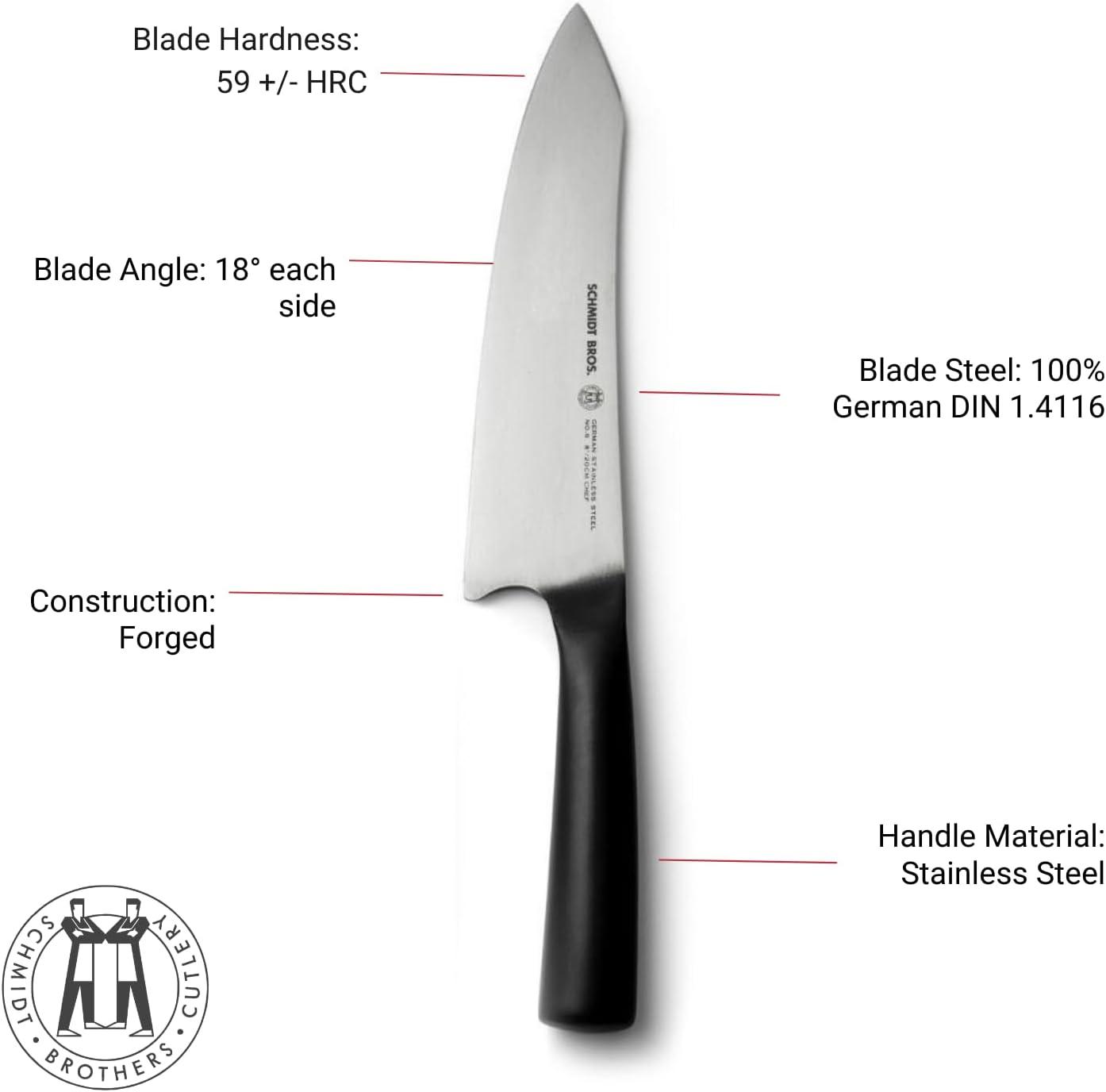 image:imageSchmidt Brothers Carbon 6 7Piece Kitchen Knife Set HighCarbon Stainless Steel Cutlery with Midtown Acacia and Acrylic Magnetic Knife Block