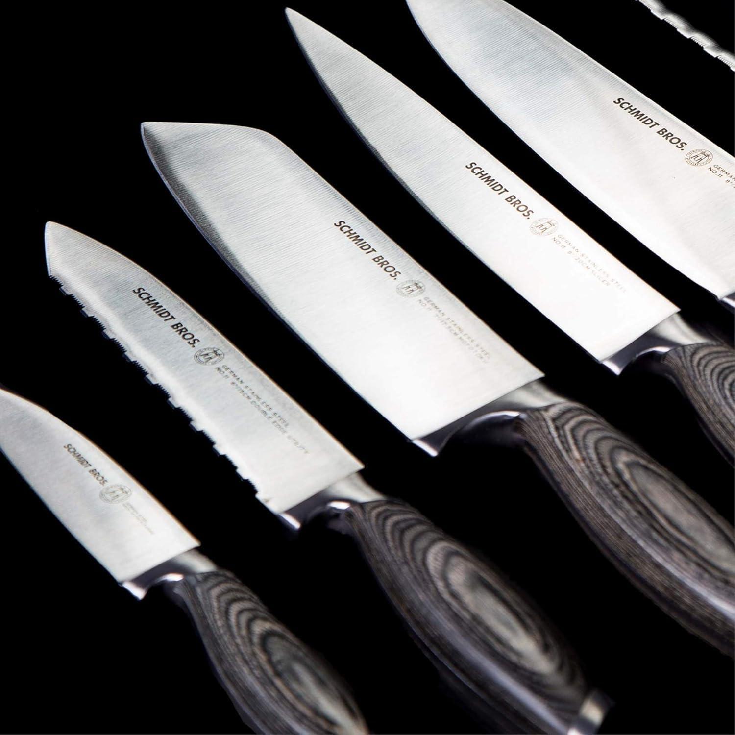 image:imageSchmidt Brothers Cutlery Stone Series 7Piece Kitchen Knife Set HighCarbon German Stainless Steel Cutlery Stonewashed Wood Handles and Clear Acrylic Magnetic Knife BlockBonded Ash Series