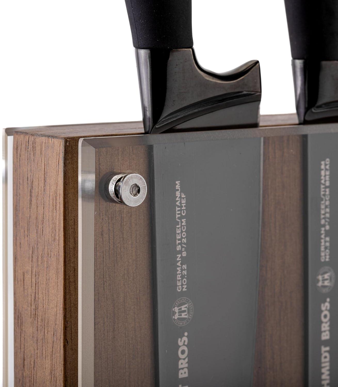 image:imageSchmidt Brothers Cutlery Stone Series 7Piece Kitchen Knife Set HighCarbon German Stainless Steel Cutlery Stonewashed Wood Handles and Clear Acrylic Magnetic Knife BlockTitan 22Series Black