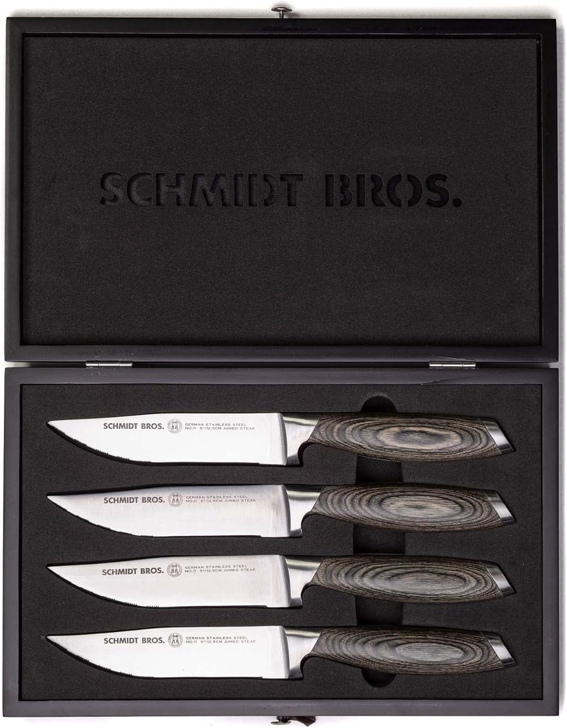 image:imageSchmidt Brothers Cutlery Stone Series 7Piece Kitchen Knife Set HighCarbon German Stainless Steel Cutlery Stonewashed Wood Handles and Clear Acrylic Magnetic Knife BlockBonded Ash