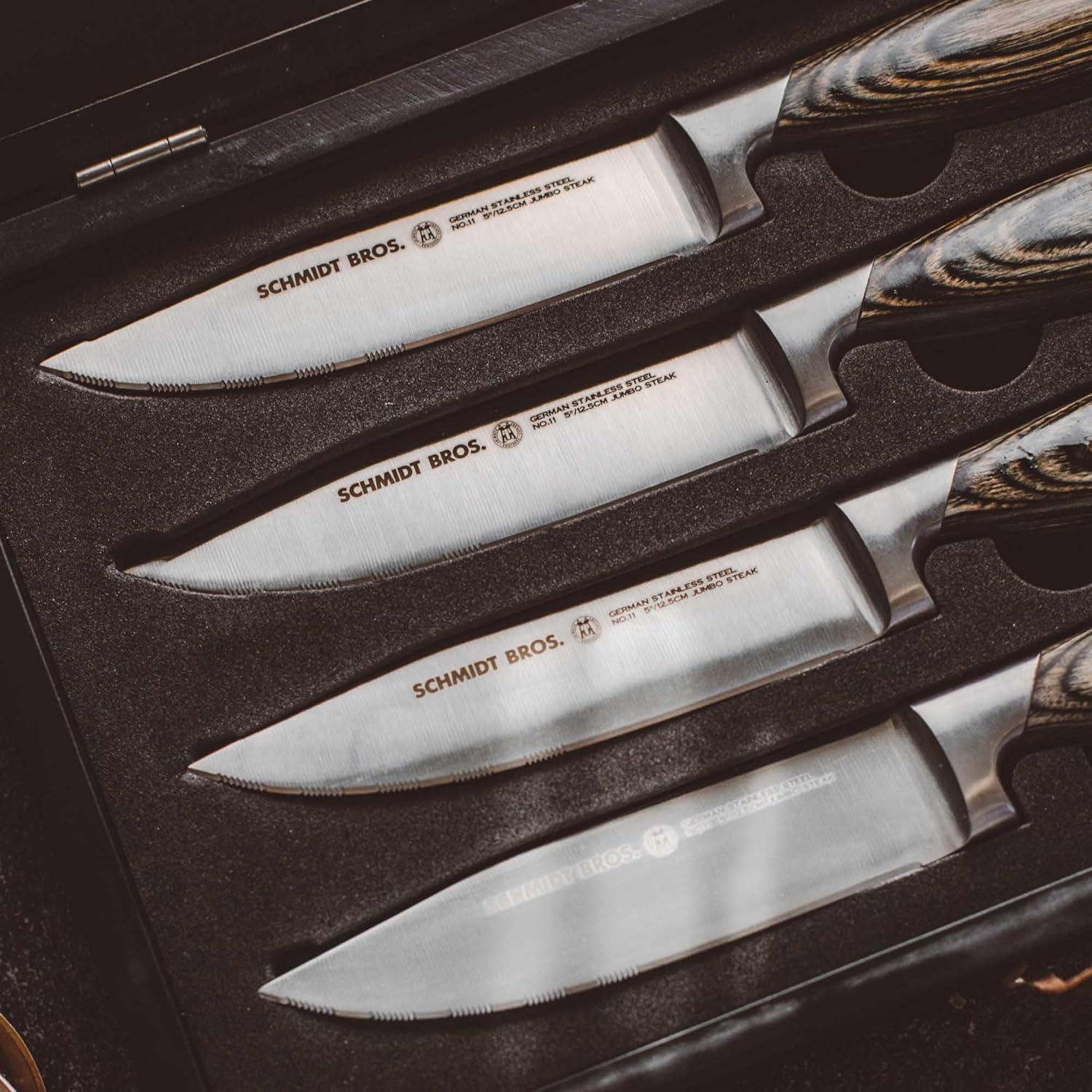 image:imageSchmidt Brothers Cutlery Stone Series 7Piece Kitchen Knife Set HighCarbon German Stainless Steel Cutlery Stonewashed Wood Handles and Clear Acrylic Magnetic Knife BlockBonded Ash