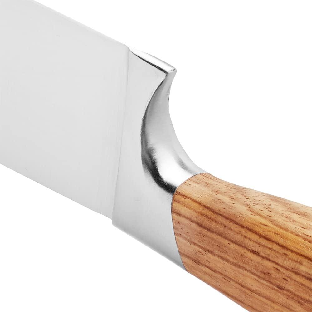 image:imageSchmidt Brothers Cutlery Stone Series 7Piece Kitchen Knife Set HighCarbon German Stainless Steel Cutlery Stonewashed Wood Handles and Clear Acrylic Magnetic Knife BlockZebra Wood Series