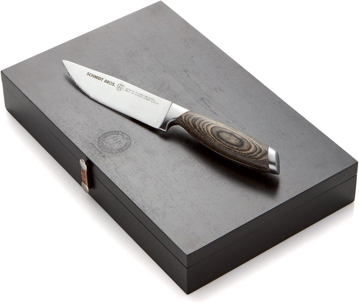 image:imageSchmidt Brothers Cutlery Stone Series 7Piece Kitchen Knife Set HighCarbon German Stainless Steel Cutlery Stonewashed Wood Handles and Clear Acrylic Magnetic Knife BlockBonded Ash
