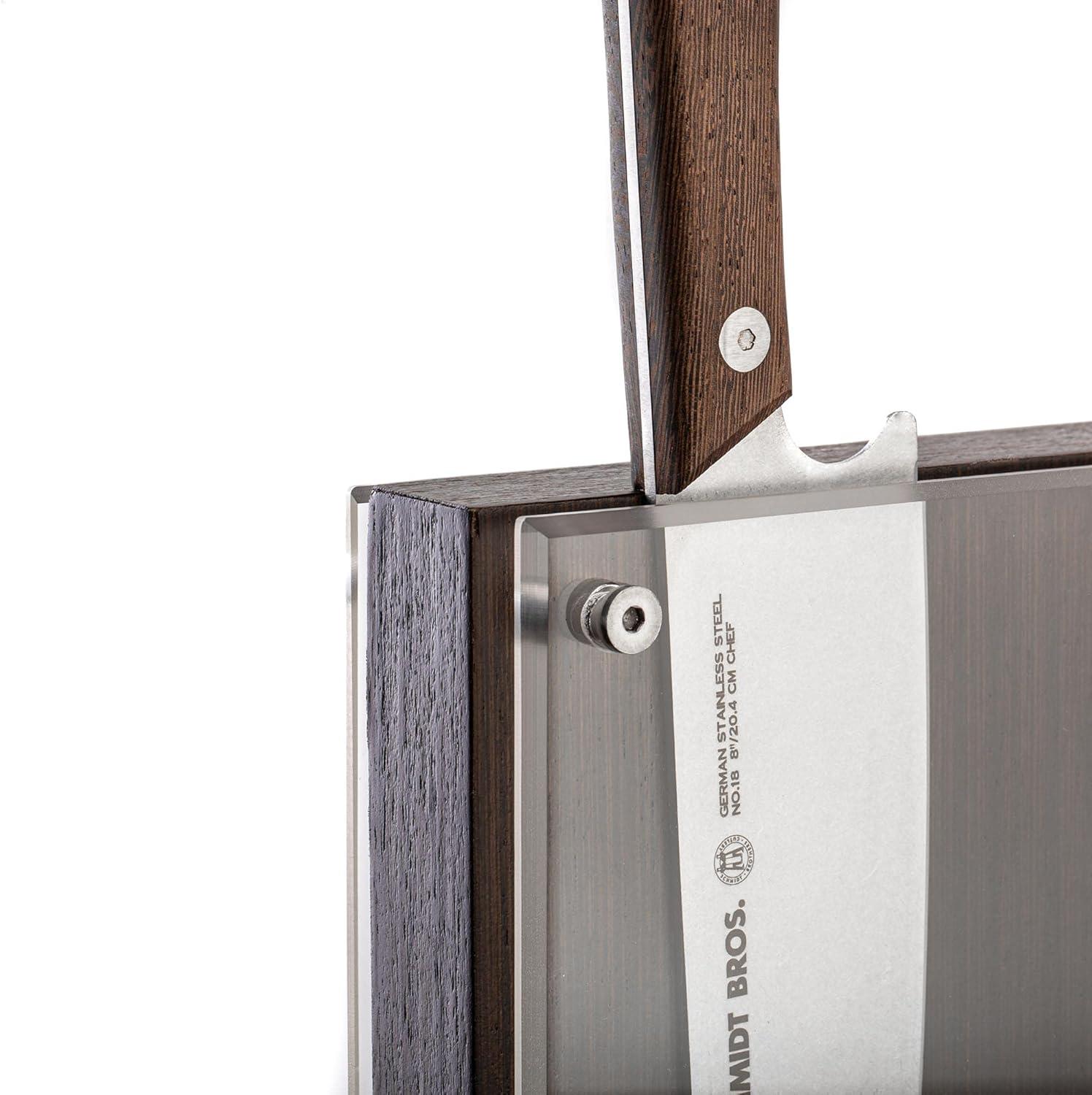 image:imageSchmidt Brothers Cutlery Stone Series 7Piece Kitchen Knife Set HighCarbon German Stainless Steel Cutlery Stonewashed Wood Handles and Clear Acrylic Magnetic Knife BlockStone Series Brown