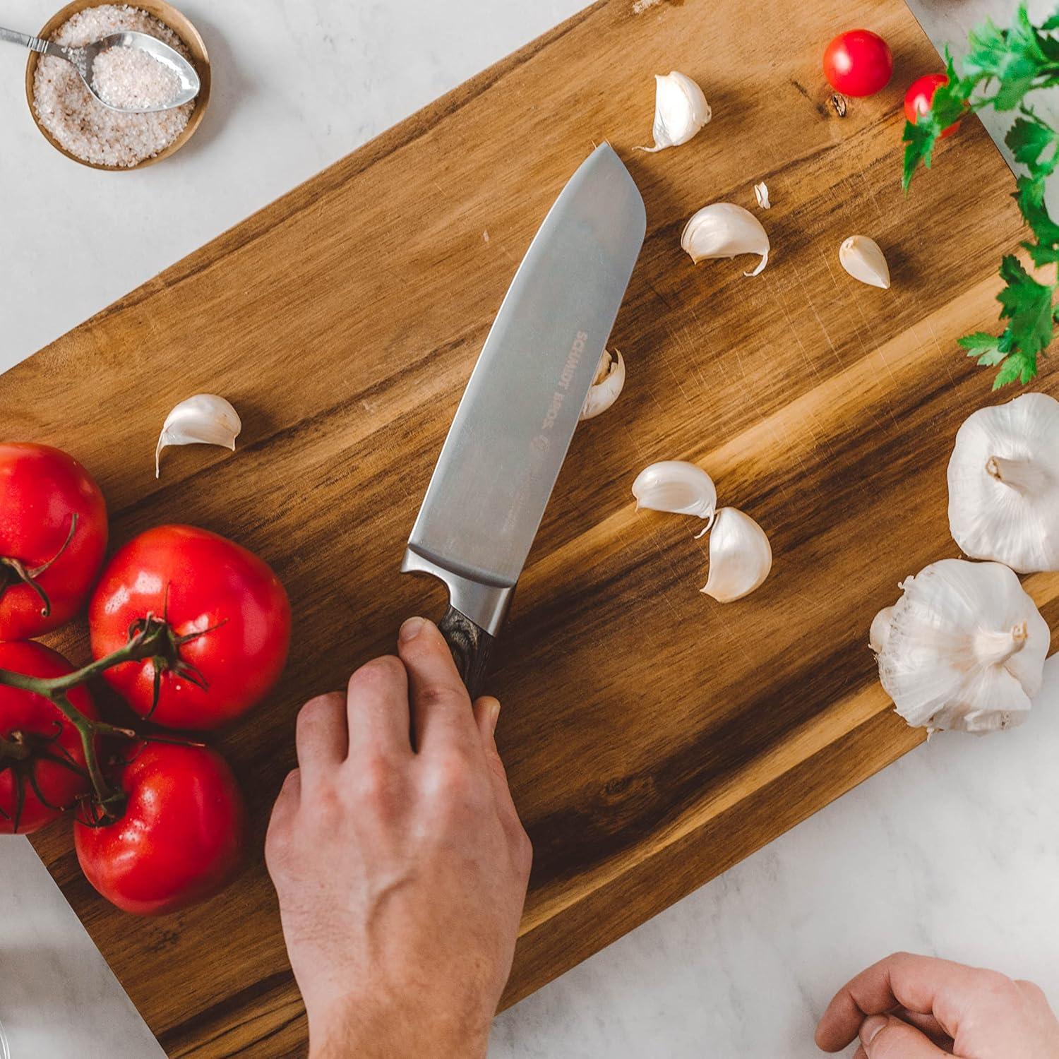 image:imageSchmidt Brothers Cutlery Stone Series 7Piece Kitchen Knife Set HighCarbon German Stainless Steel Cutlery Stonewashed Wood Handles and Clear Acrylic Magnetic Knife BlockBonded Ash Series