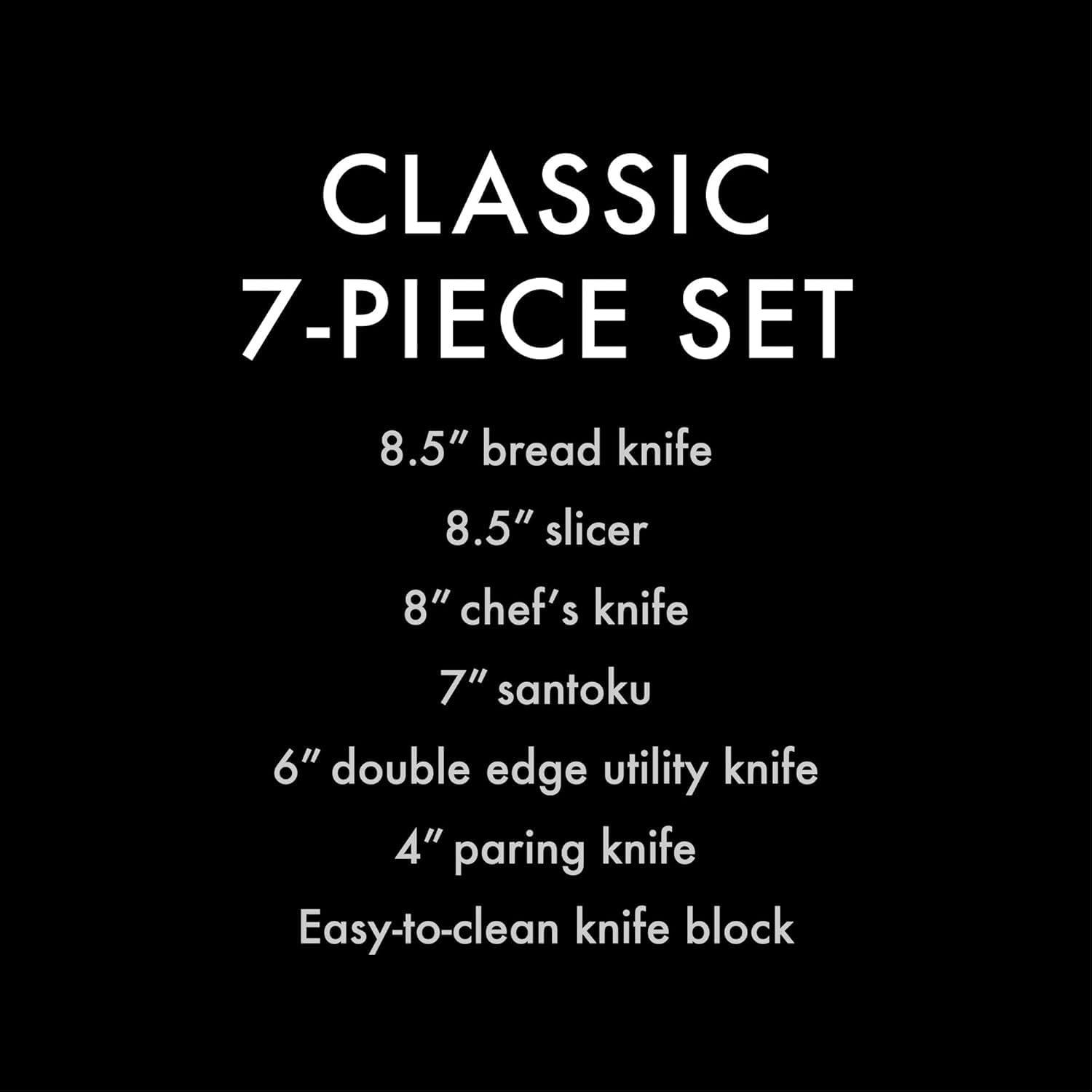 image:imageSchmidt Brothers Cutlery Stone Series 7Piece Kitchen Knife Set HighCarbon German Stainless Steel Cutlery Stonewashed Wood Handles and Clear Acrylic Magnetic Knife BlockBonded Ash Series