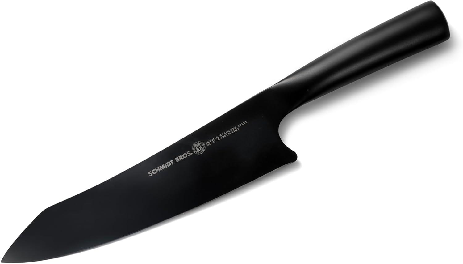 image:imageSchmidt Brothers Jet Black Series 7Piece Kitchen Knife Set HighCarbon German Stainless Steel Cutlery Pure Matte Black Titanium Finish With Clear Acrylic Magnetic Knife BlockJet Black Series