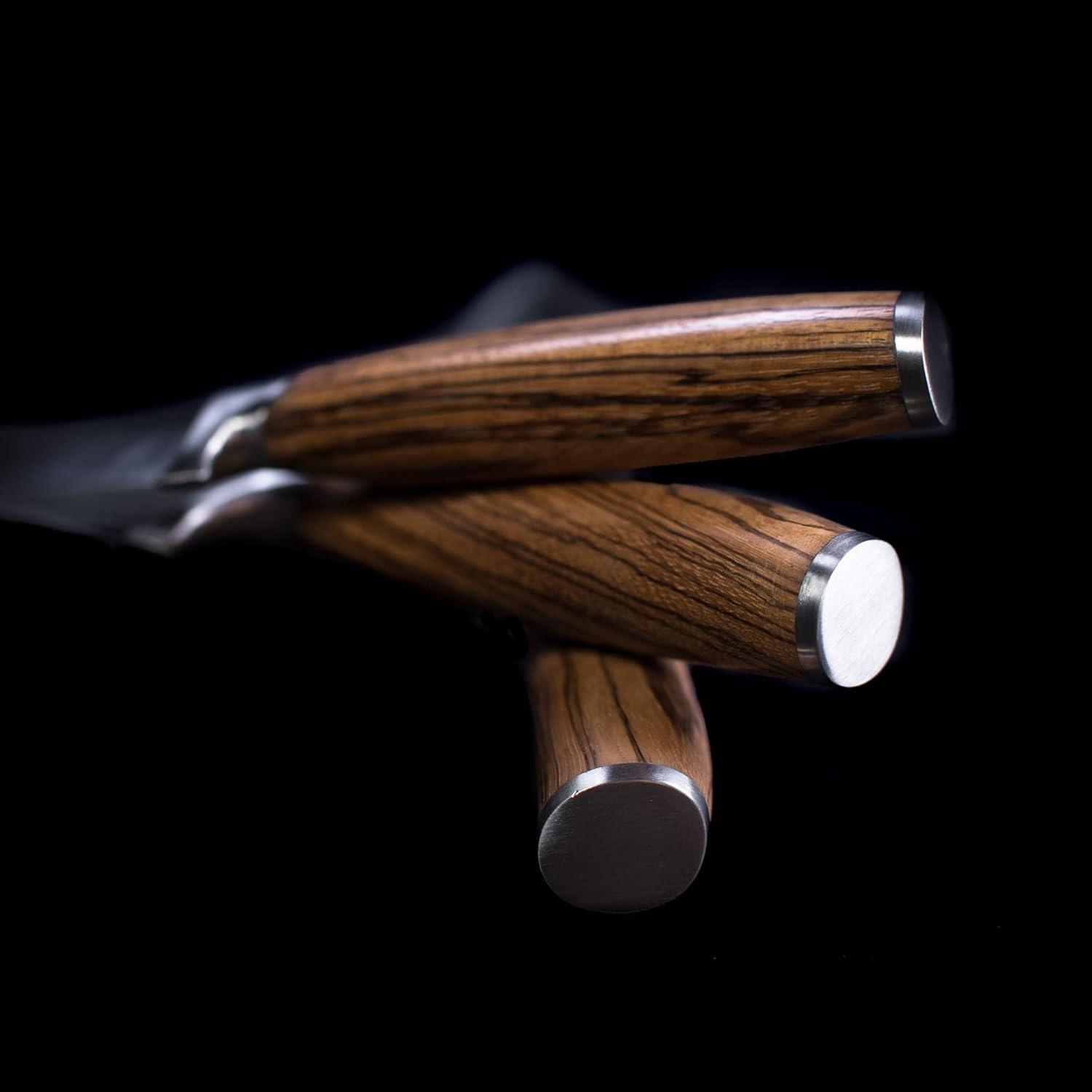 image:imageSchmidt Brothers Zebra Wood 4Piece Jumbo Steak Knife Set HighCarbon German Stainless Steel Cutlery in a Wood Gift Box5