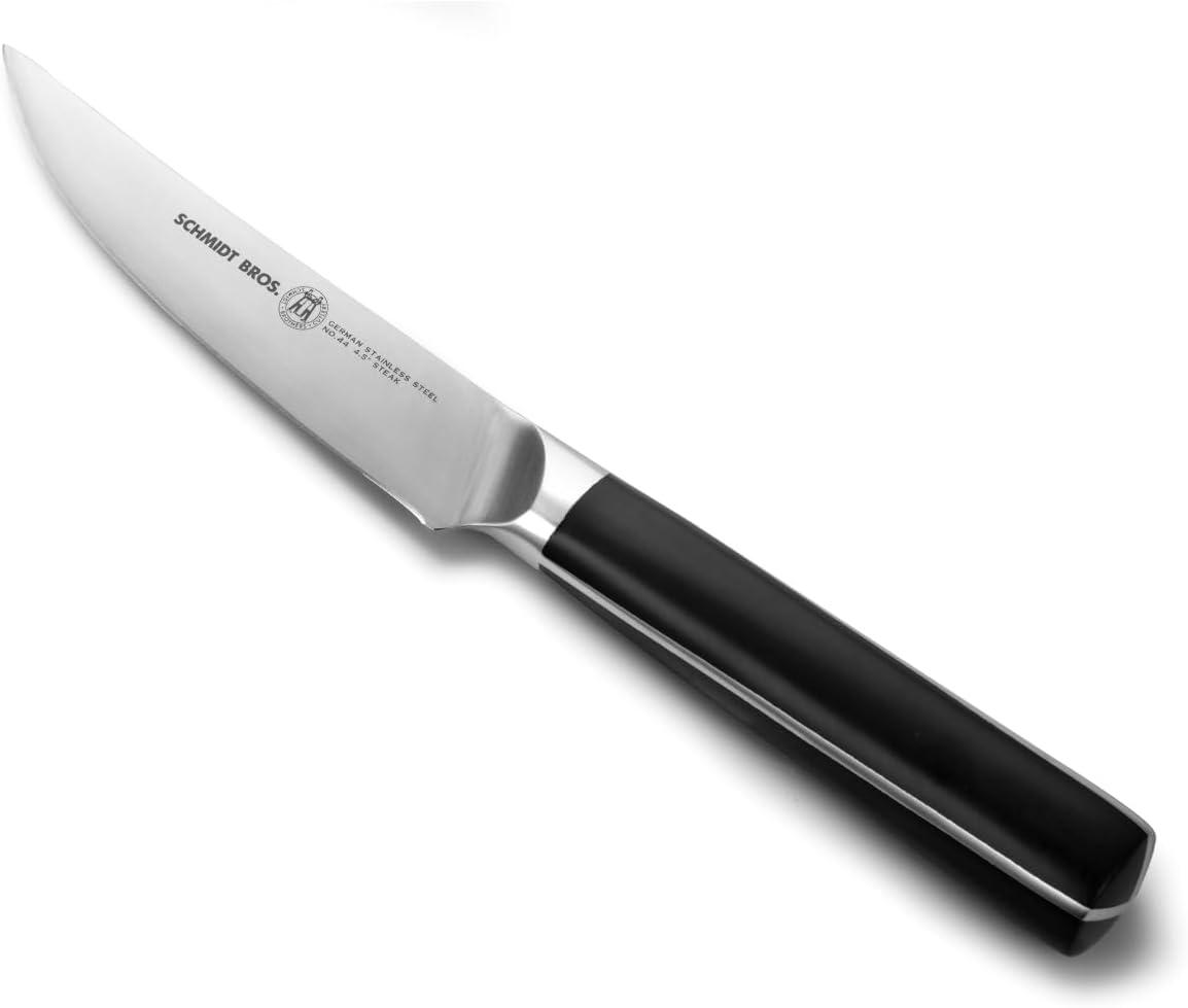 image:imageSchmidt Brothers Bonded Teak 4Piece Jumbo Steak Knife Set HighCarbon German Stainless Steel Cutlery in a Wood Gift BoxCrosstown