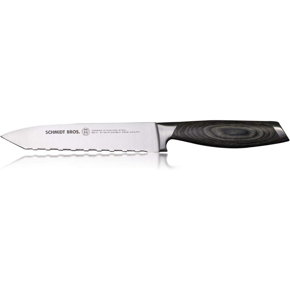 image:imageSchmidt Brothers Bonded Ash 6 Double Edge Utility Knife for Multipurpose Cutting Slicing and Chopping Small Kitchen Knife Made with HighCarbon German Stainless Steel