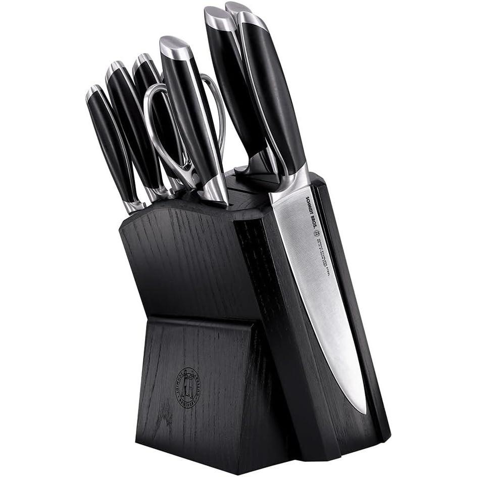 image:imageSchmidt Brothers Bonded Steel 10 Piece Kitchen Knife Set HighCarbon Stainless Steel Cutlery and Clear Acrylic Magnetic Knife Block Set