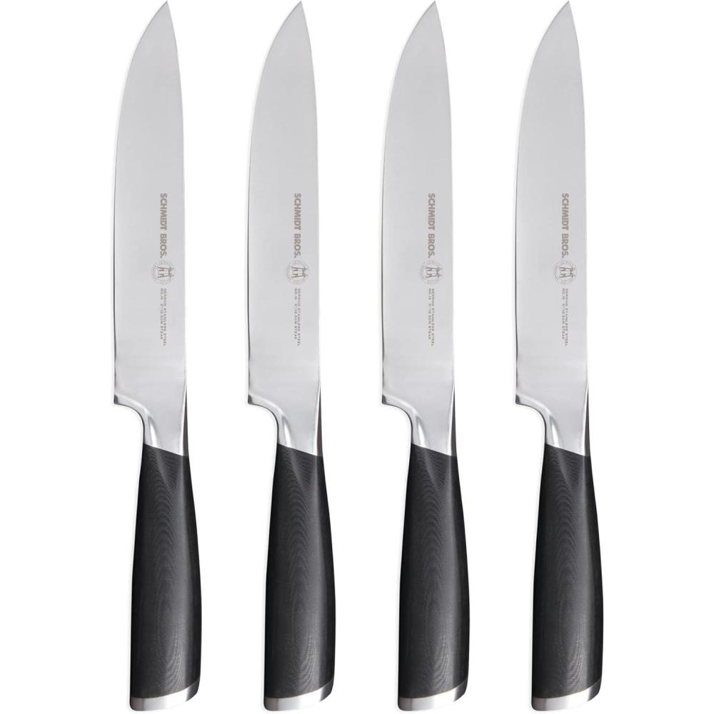 image:imageSchmidt Brothers  Heritage 4Piece Jumbo Steak Knife Set HighCarbon German Stainless Steel CutlerySteak Knife Set