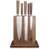 image:imageBrass and Walnut 6piece Knife Block Set HighCarbon German Stainless Steel Multipurpose Kitchen Cutlery with Midtown Storage Block