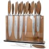image:imageSchmidt Brothers  Bonded Teak 15Piece Knife Set HighCarbon Stainless Steel Cutlery with Acacia and Acrylic Magnetic Knife Block and Knife Sharpener