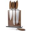 image:imageSchmidt Brothers  Bonded Teak 7Piece Knife Set HighCarbon Stainless Steel Cutlery with Midtown Acacia and Acrylic Magnetic Knife Block