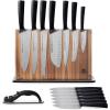 image:imageSchmidt Brothers  Carbon 6 15Piece Kitchen Knife Set HighCarbon Stainless Steel Cutlery with Downtown Acacia and Acrylic Magnetic Knife Block and Knife Sharpener