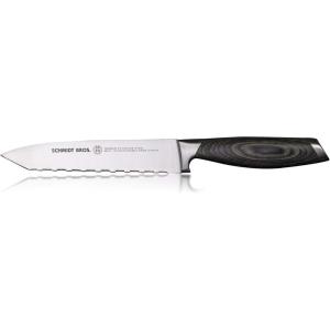Schmidt Brothers – Bonded Ash 6″ Double Edge Utility Knife for Multipurpose Cutting, Slicing, and Chopping, Small Kitchen Knife Made with High-Carbon German Stainless Steel
