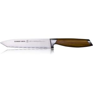 Schmidt Brothers – Bonded Teak, 6″ Double Edge Utility Knife, High-Carbon German Stainless Steel Multipurpose Kitchen Cutlery