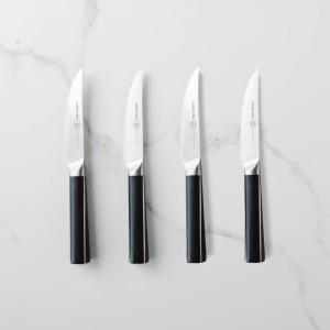 Schmidt Brothers -Bonded Teak 4-Piece Jumbo Steak Knife Set, High-Carbon German Stainless Steel Cutlery in a Wood Gift Box(Crosstown)