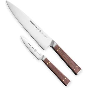 Schmidt Brothers -Brass and Walnut 2-piece Starter Kitchen Knife Kit, High-Carbon German Stainless Steel Mulitpurpose Kitchen Cutlery(Brass and Walnut Series)