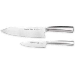 Schmidt Brothers -Brass and Walnut 2-piece Starter Kitchen Knife Kit, High-Carbon German Stainless Steel Mulitpurpose Kitchen Cutlery(Stainless Steel Series)