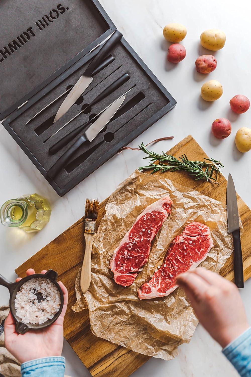 image:imageSchmidt Brothers Heritage 4 Paring Knife HighCarbon German Stainless Steel Multipurpose Kitchen CutlerySteak Knife Set