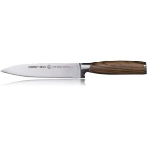 Schmidt Brothers – Zebra Wood 6″ Serrated Utility Knife, High-Carbon German Stainless Steel Mulitpurpose Kitchen Cutlery
